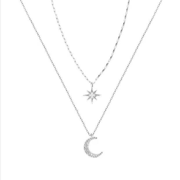 Layered Moon & Star Necklace